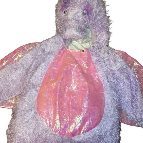 Kid’s Unique Size Large Unicorn Dragon Fuzzy Hooded Halloween Costume One Piece - Picture 4 of 7